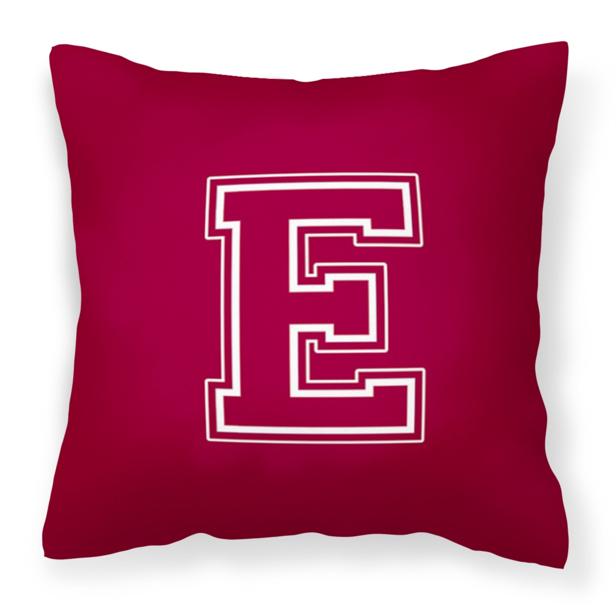 Letter E Initial Monogram - Maroon And White Fabric Decorative Pillow