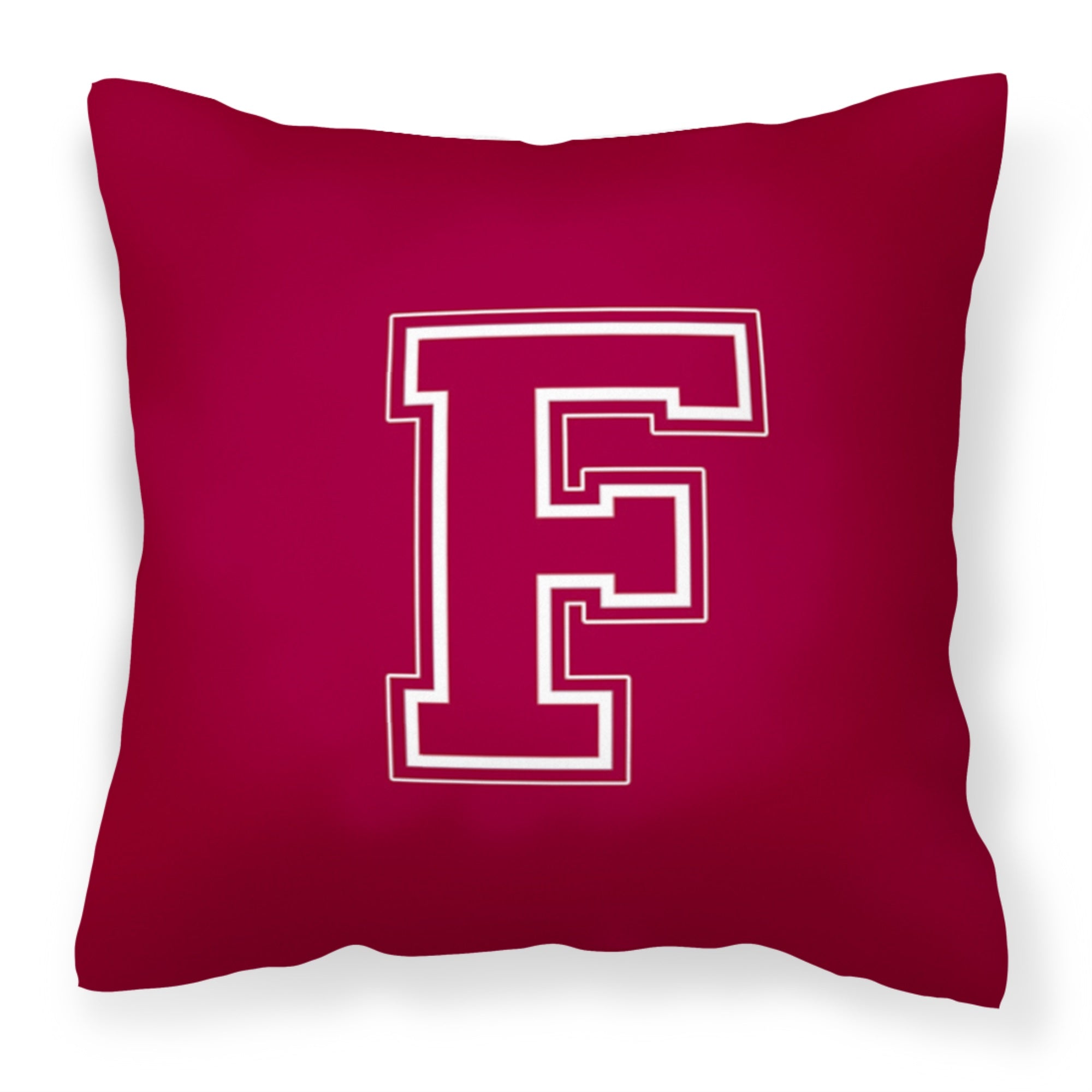 Letter F Initial Monogram - Maroon And White Fabric Decorative Pillow