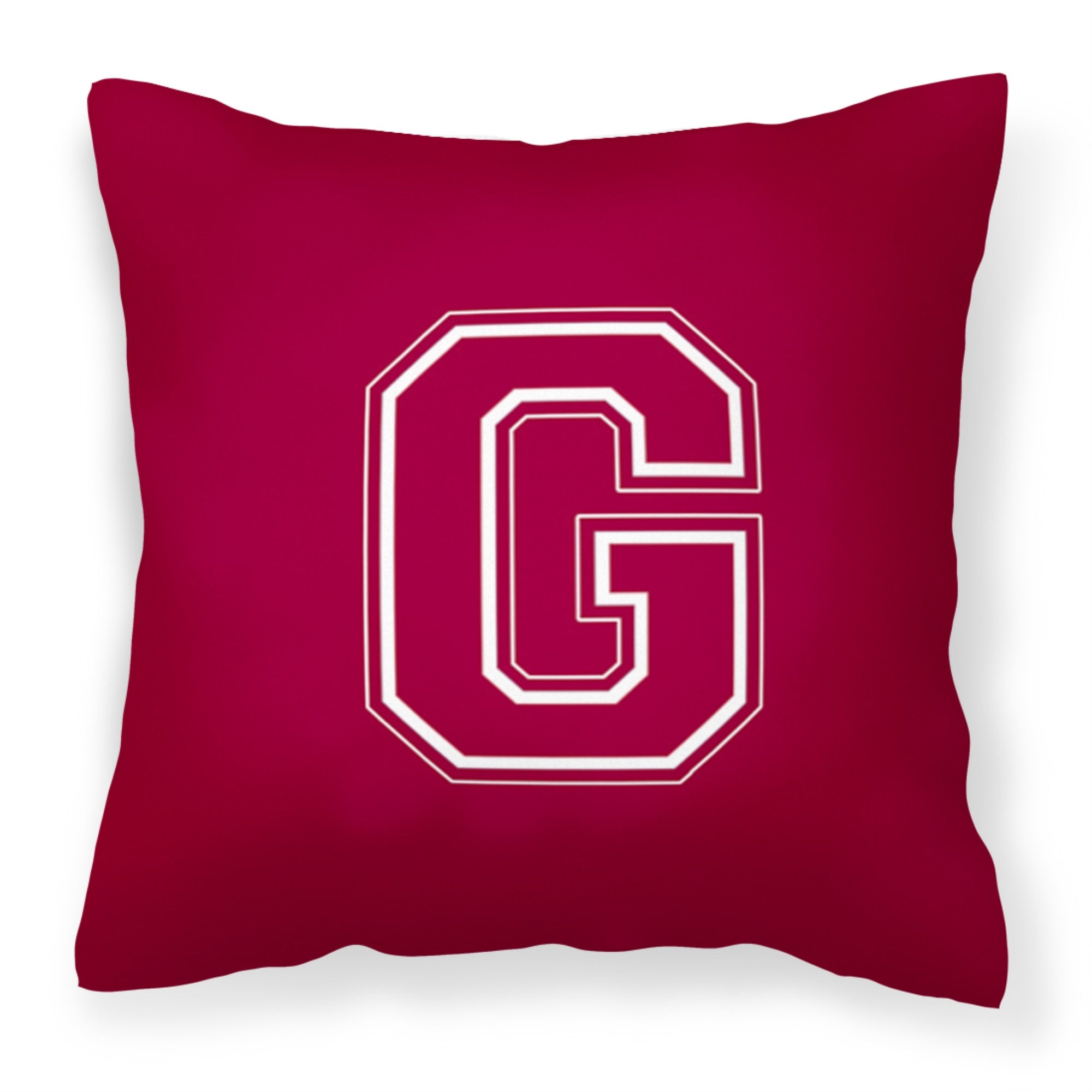 Letter G Initial Monogram - Maroon And White Fabric Decorative Pillow