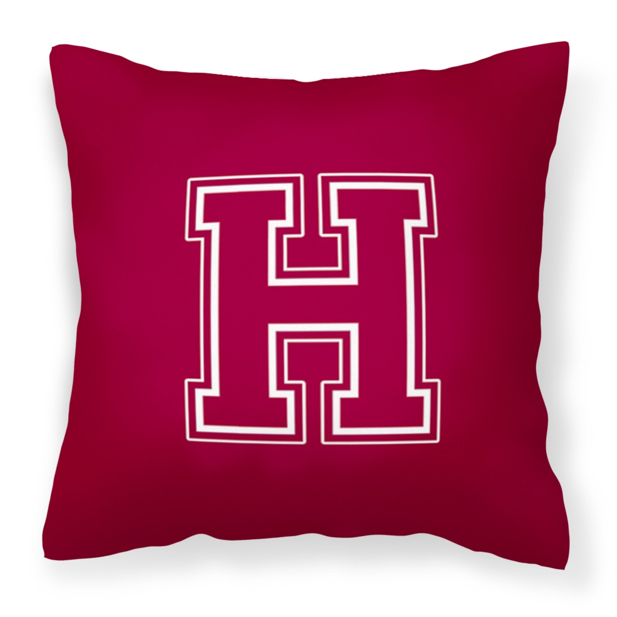 Letter H Initial Monogram - Maroon And White Fabric Decorative Pillow