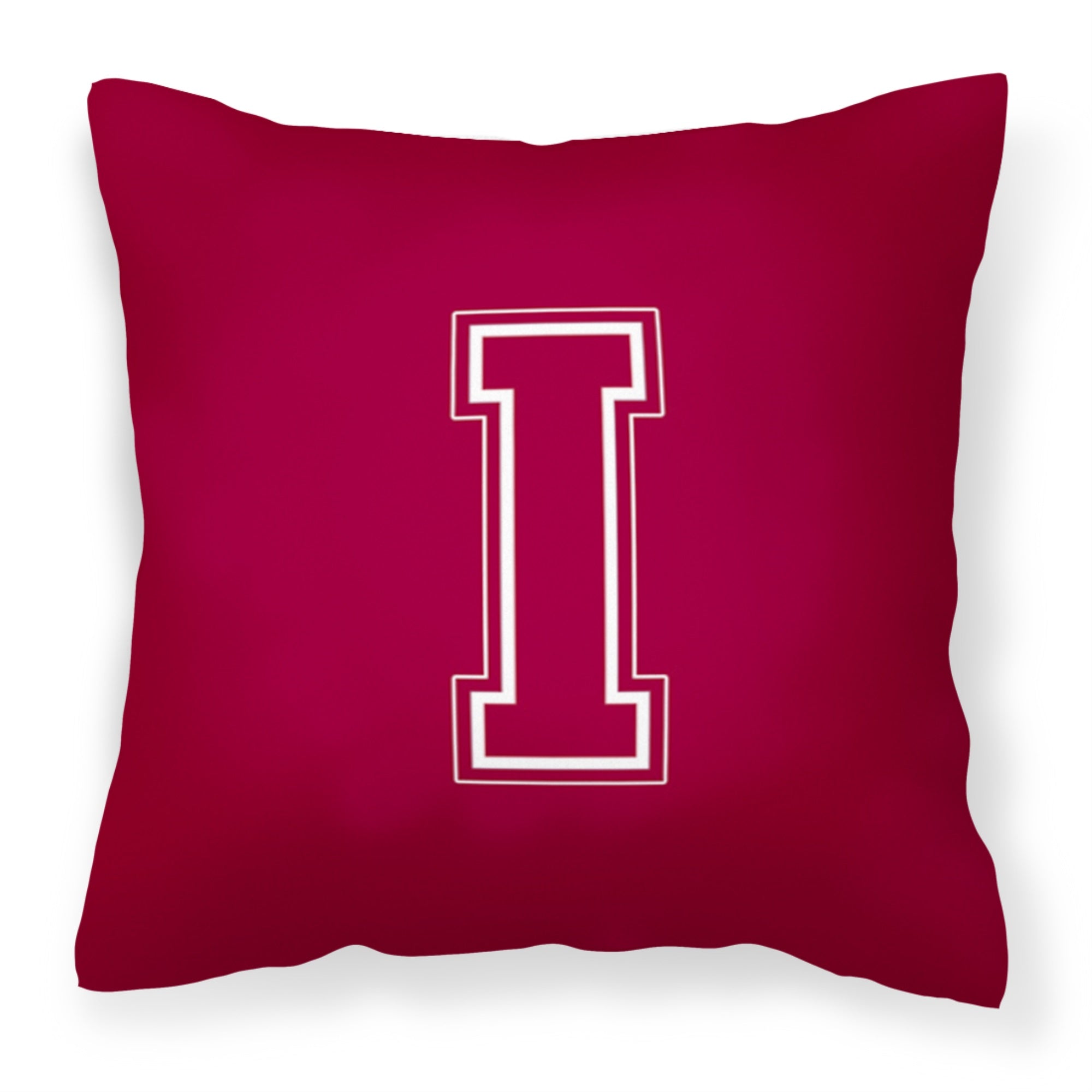 Letter I Initial Monogram - Maroon And White Fabric Decorative Pillow