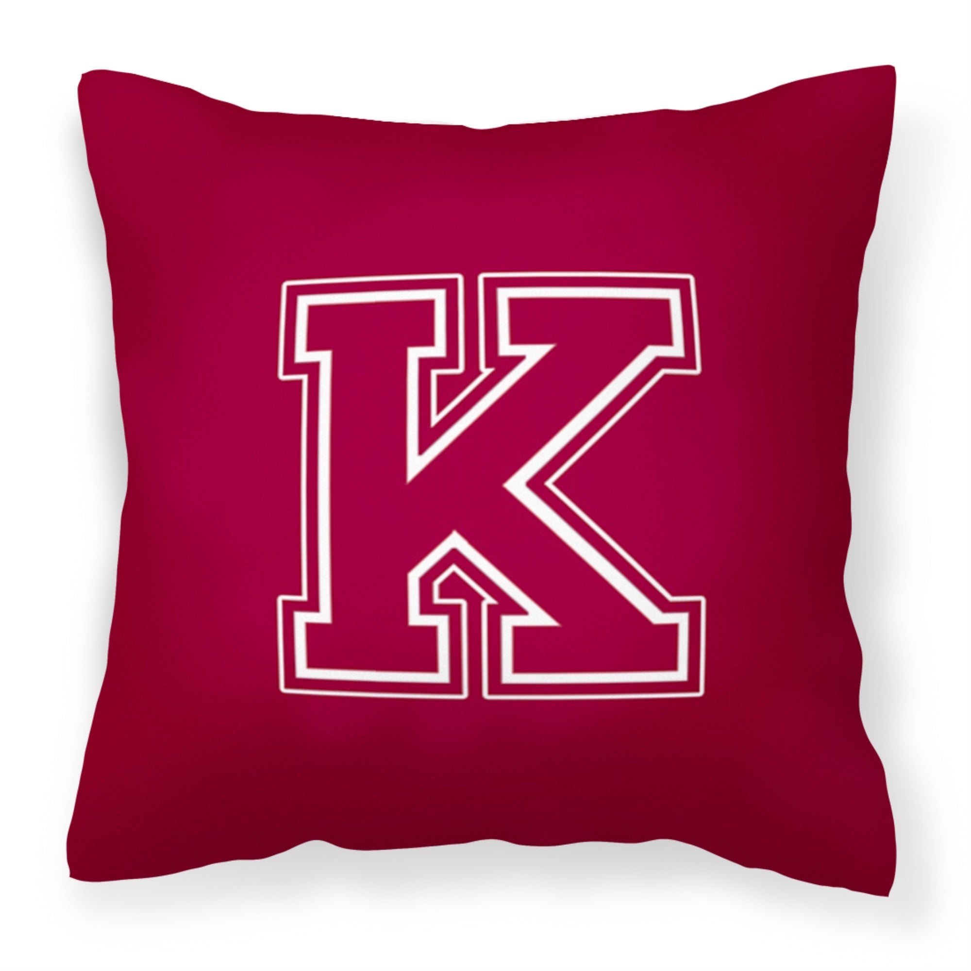 Letter K Initial Monogram - Maroon And White Fabric Decorative Pillow