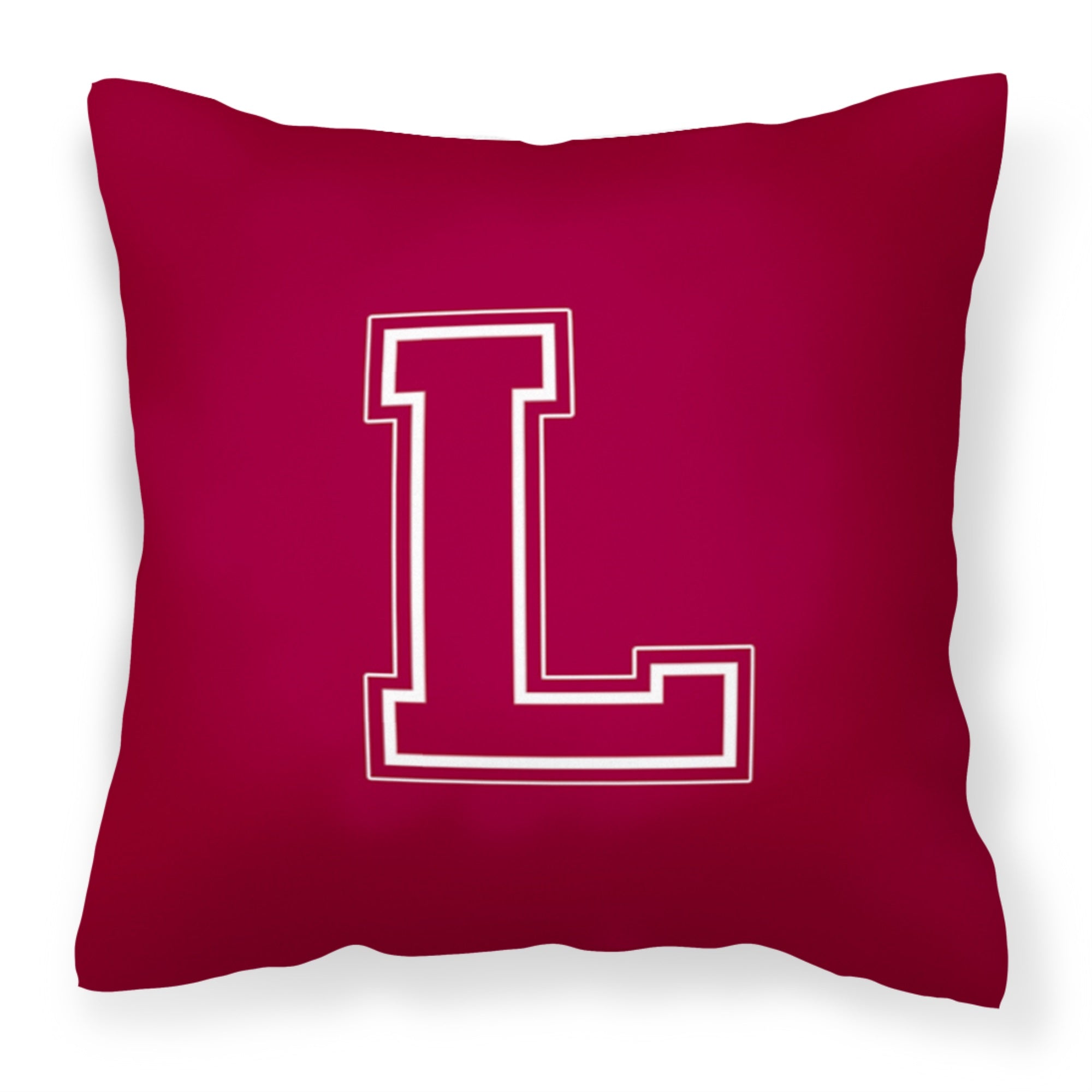 Letter L Initial Monogram - Maroon And White Fabric Decorative Pillow