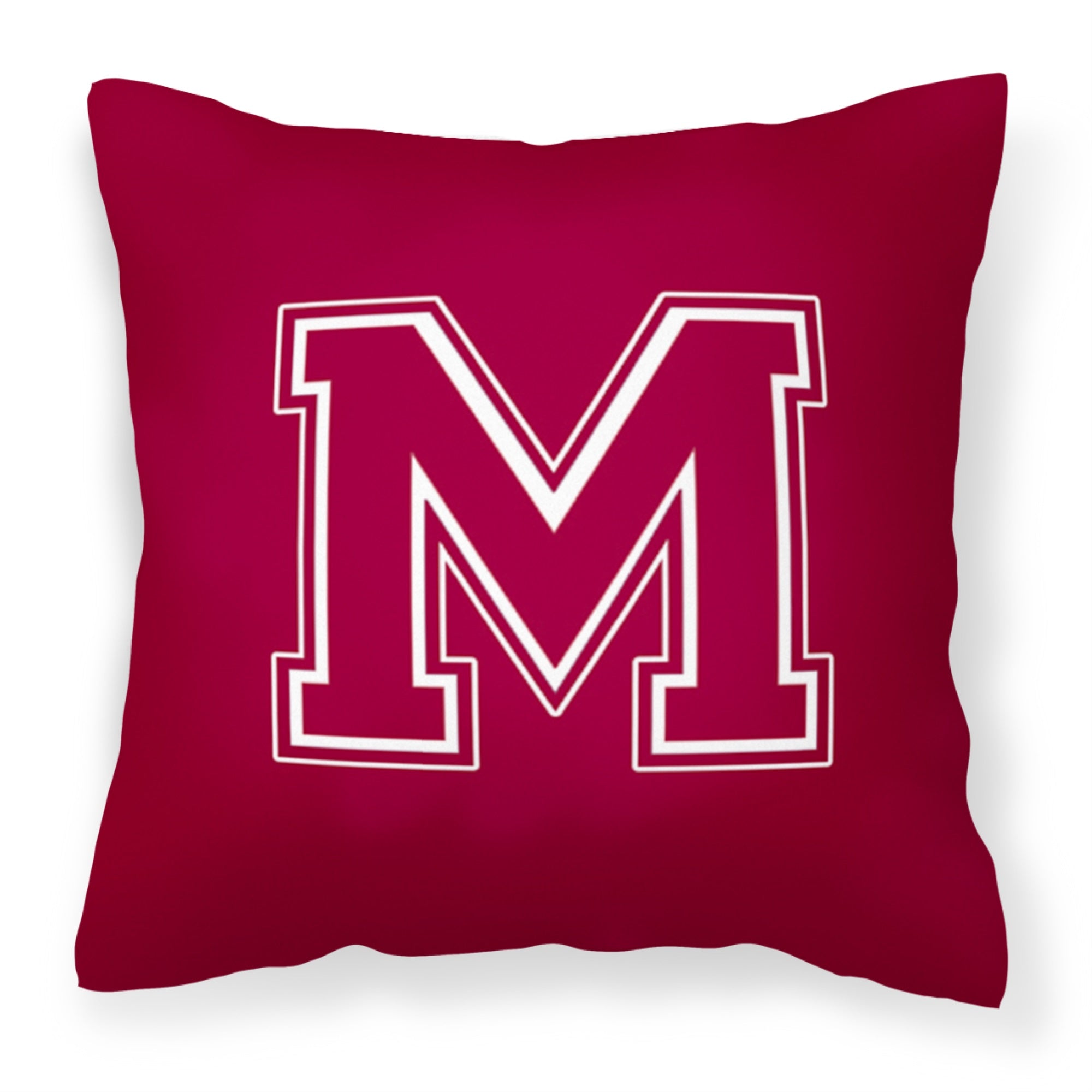 Letter M Initial Monogram - Maroon And White Fabric Decorative Pillow