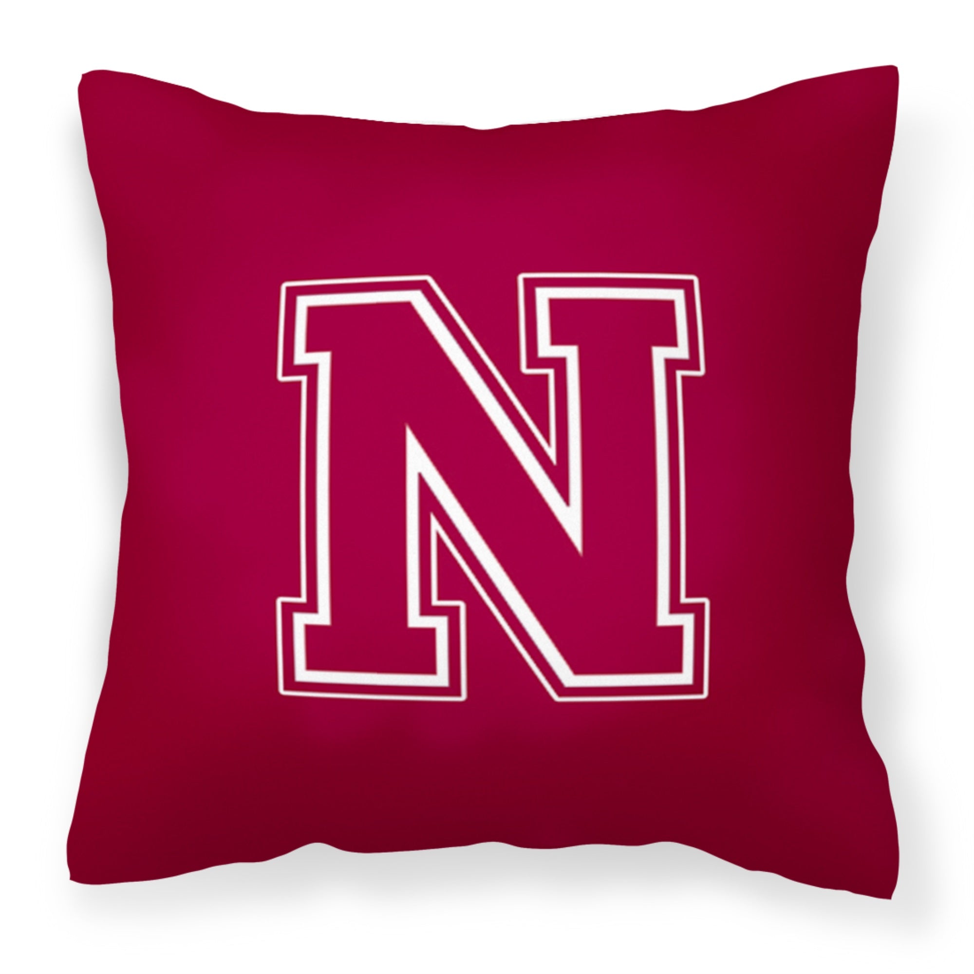 Letter N Initial Monogram - Maroon And White Fabric Decorative Pillow