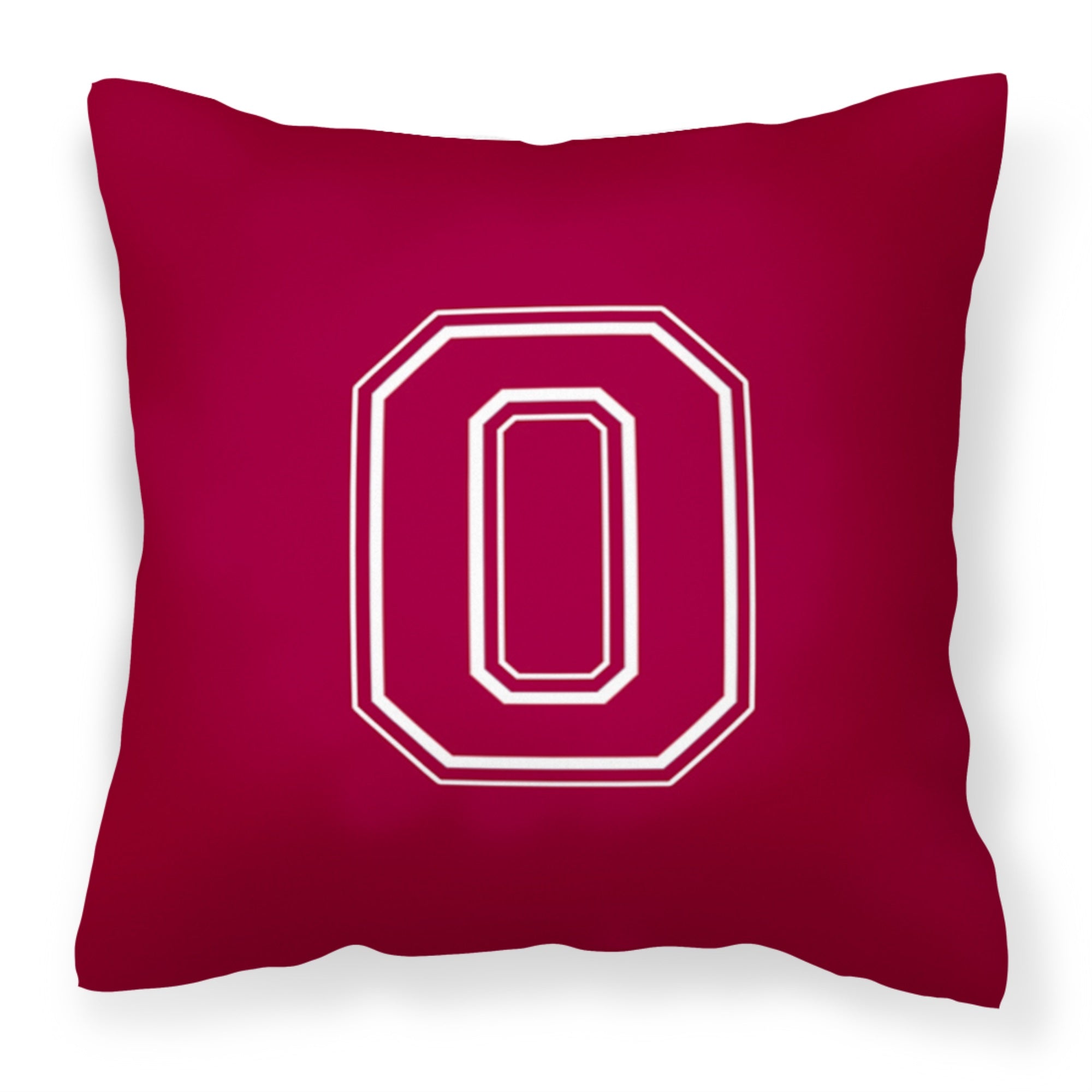 Letter O Initial Monogram - Maroon And White Fabric Decorative Pillow