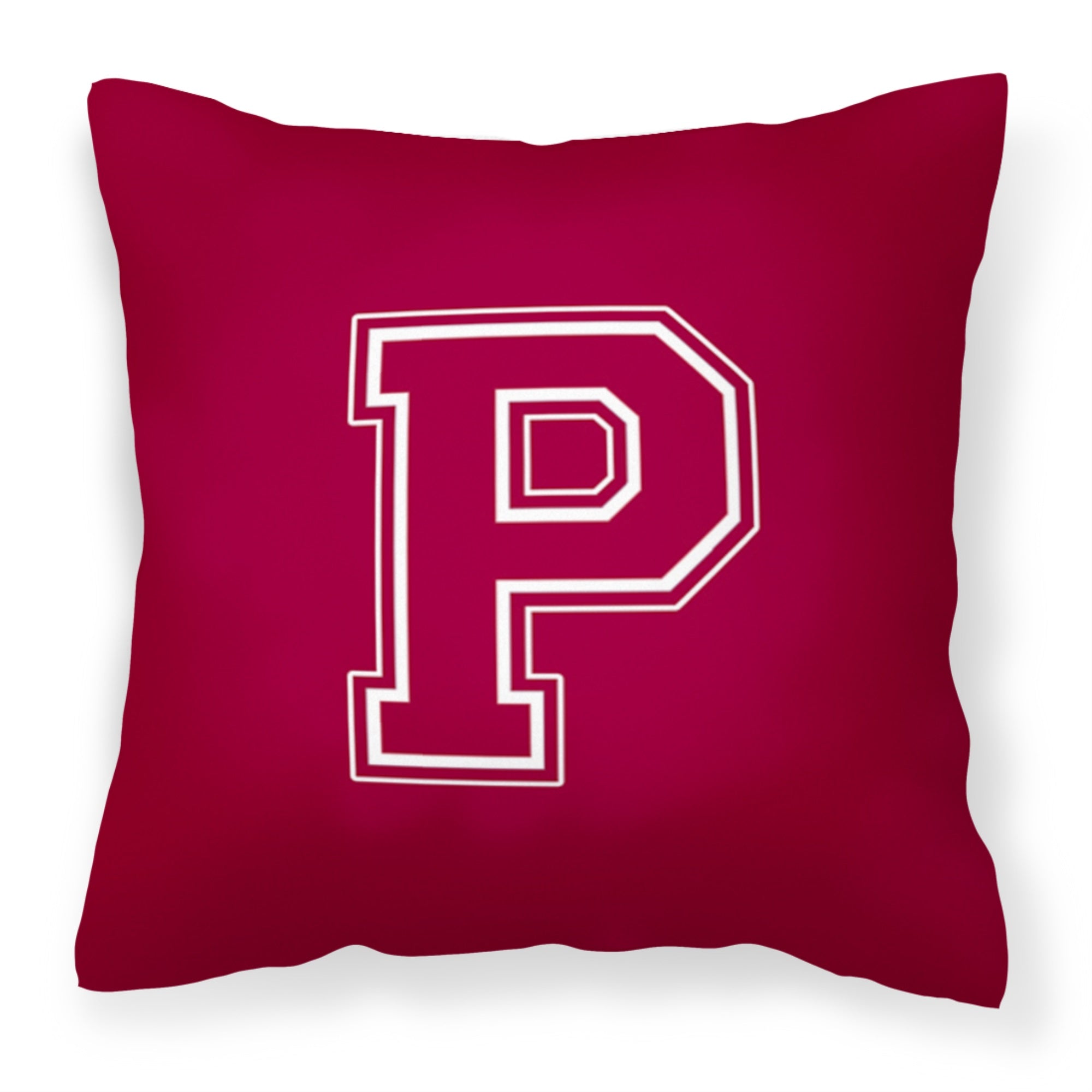Letter P Initial Monogram - Maroon And White Fabric Decorative Pillow