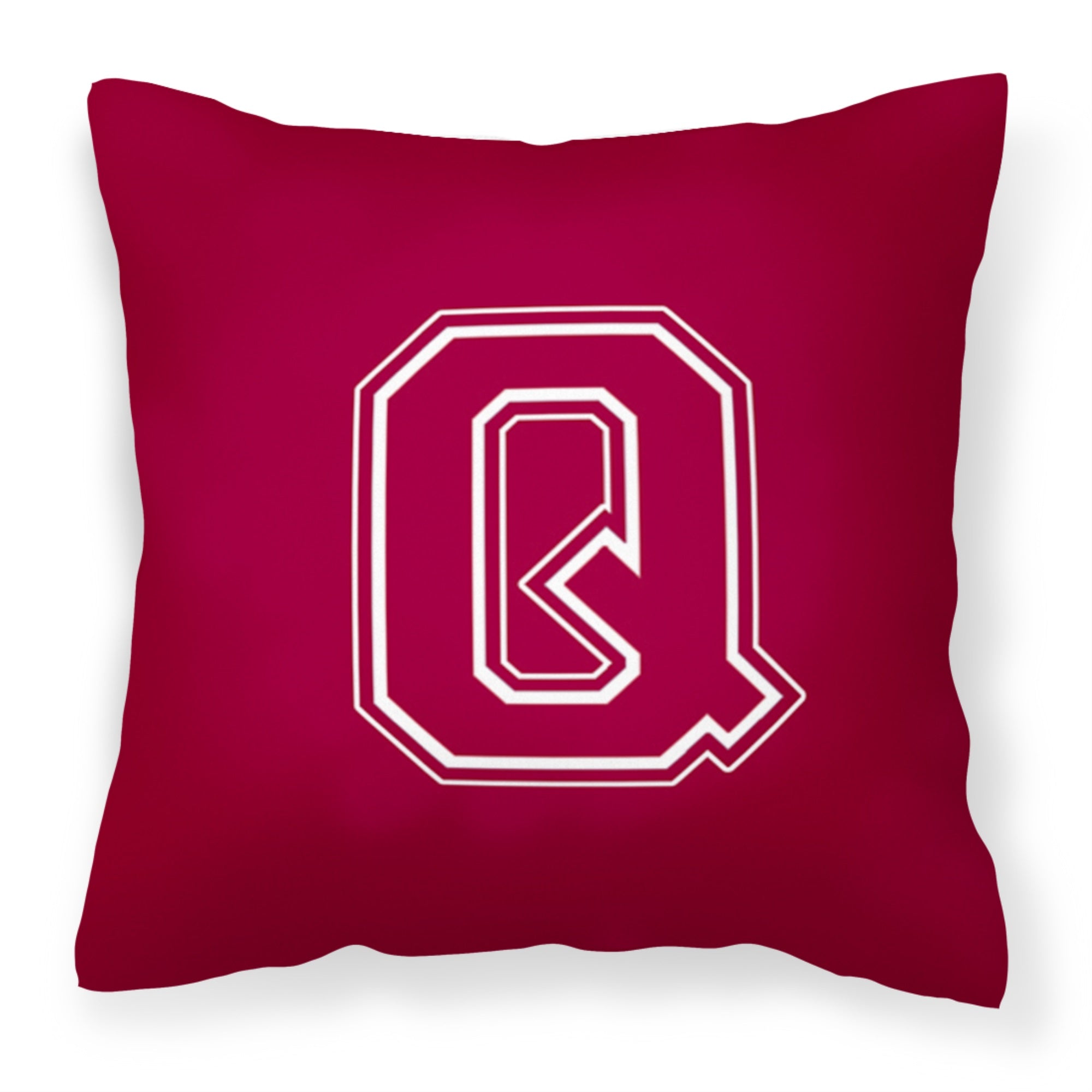 Letter Q Initial Monogram - Maroon And White Fabric Decorative Pillow