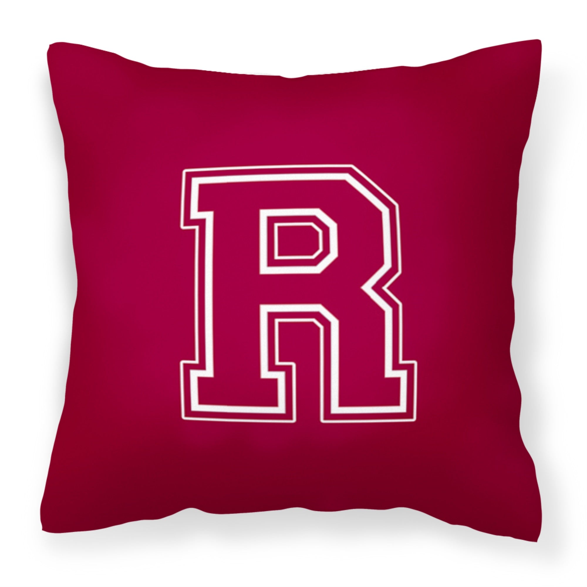 Letter R Initial Monogram - Maroon And White Fabric Decorative Pillow