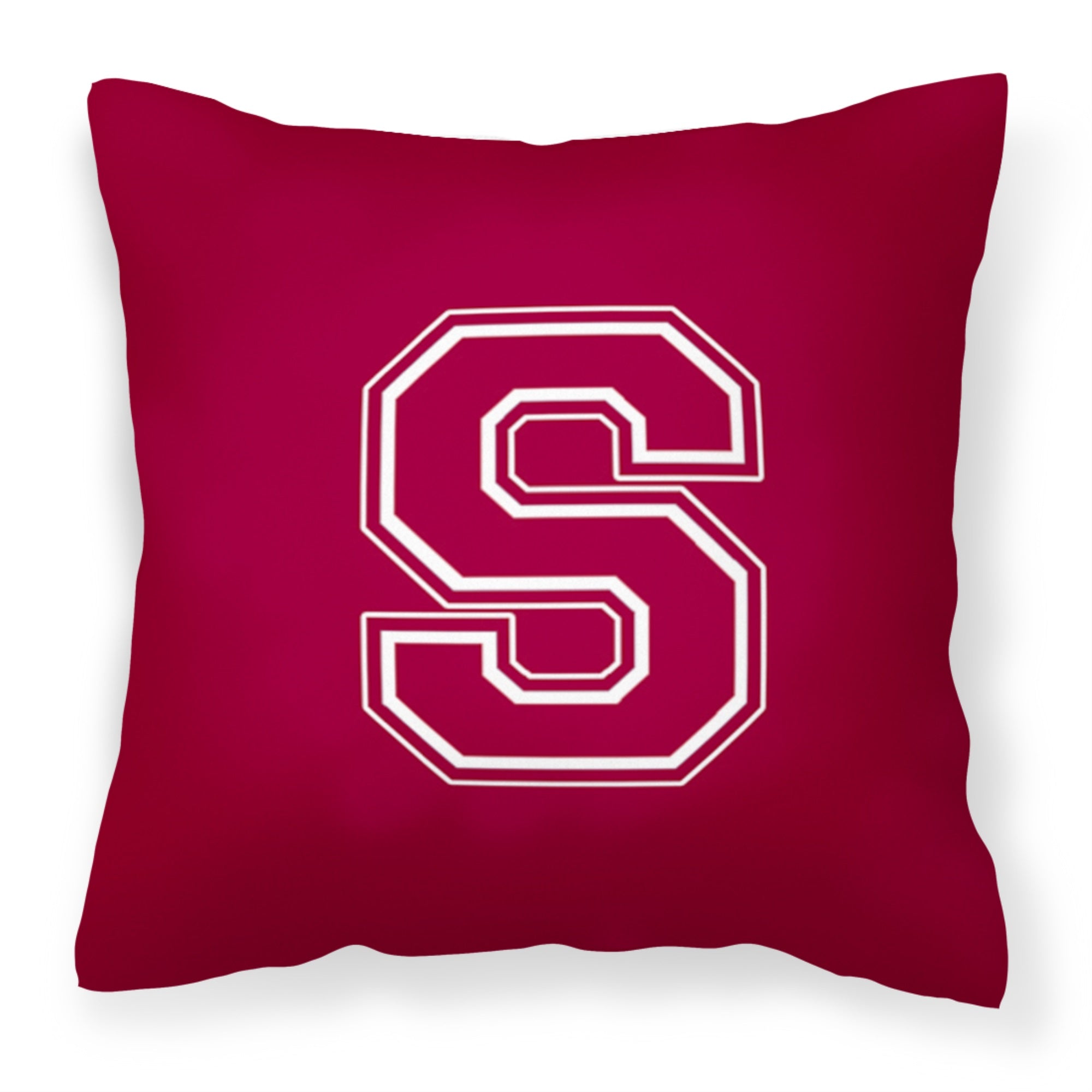 Letter S Initial Monogram - Maroon And White Fabric Decorative Pillow