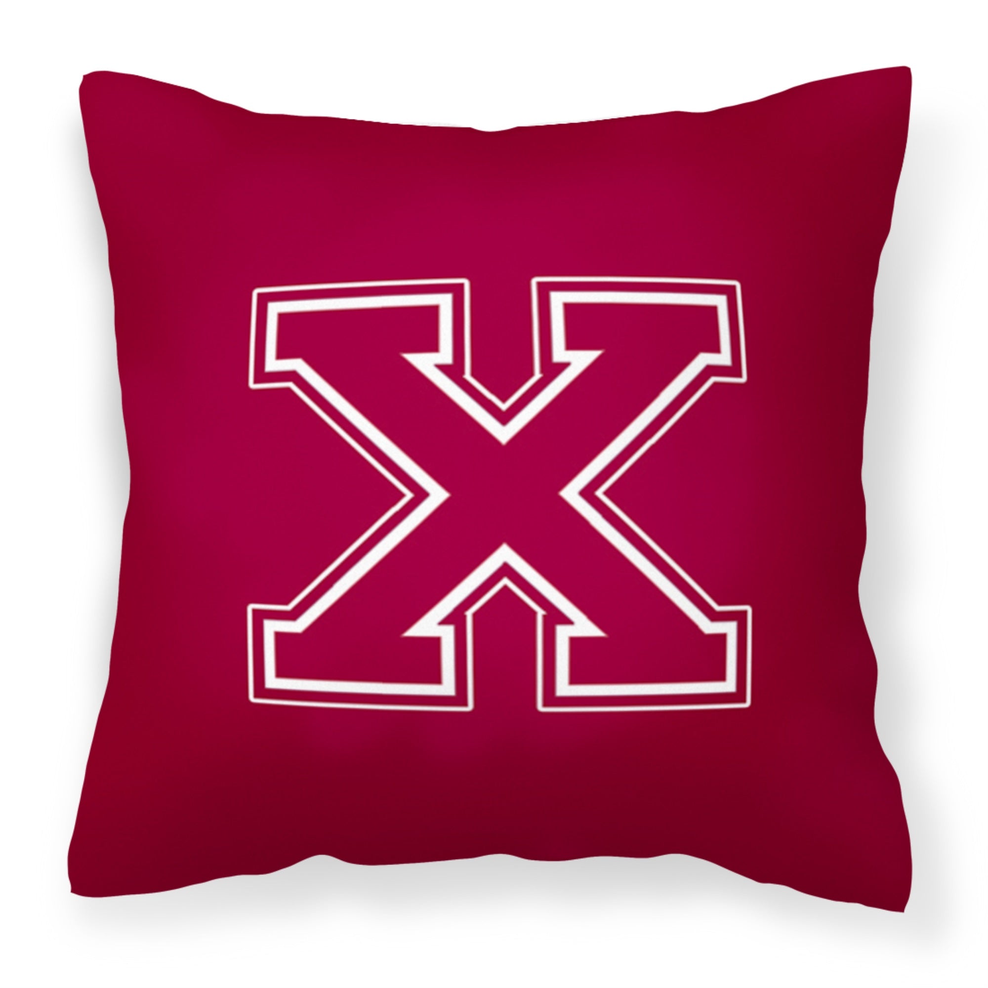 Letter X Initial Monogram - Maroon And White Fabric Decorative Pillow