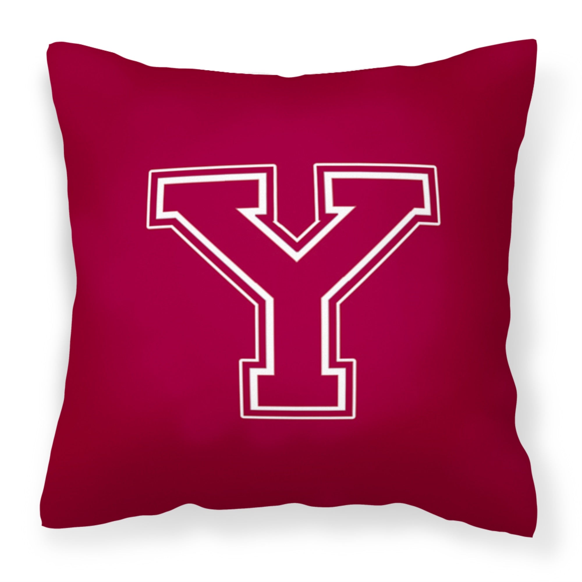 Letter Y Initial Monogram - Maroon And White Fabric Decorative Pillow