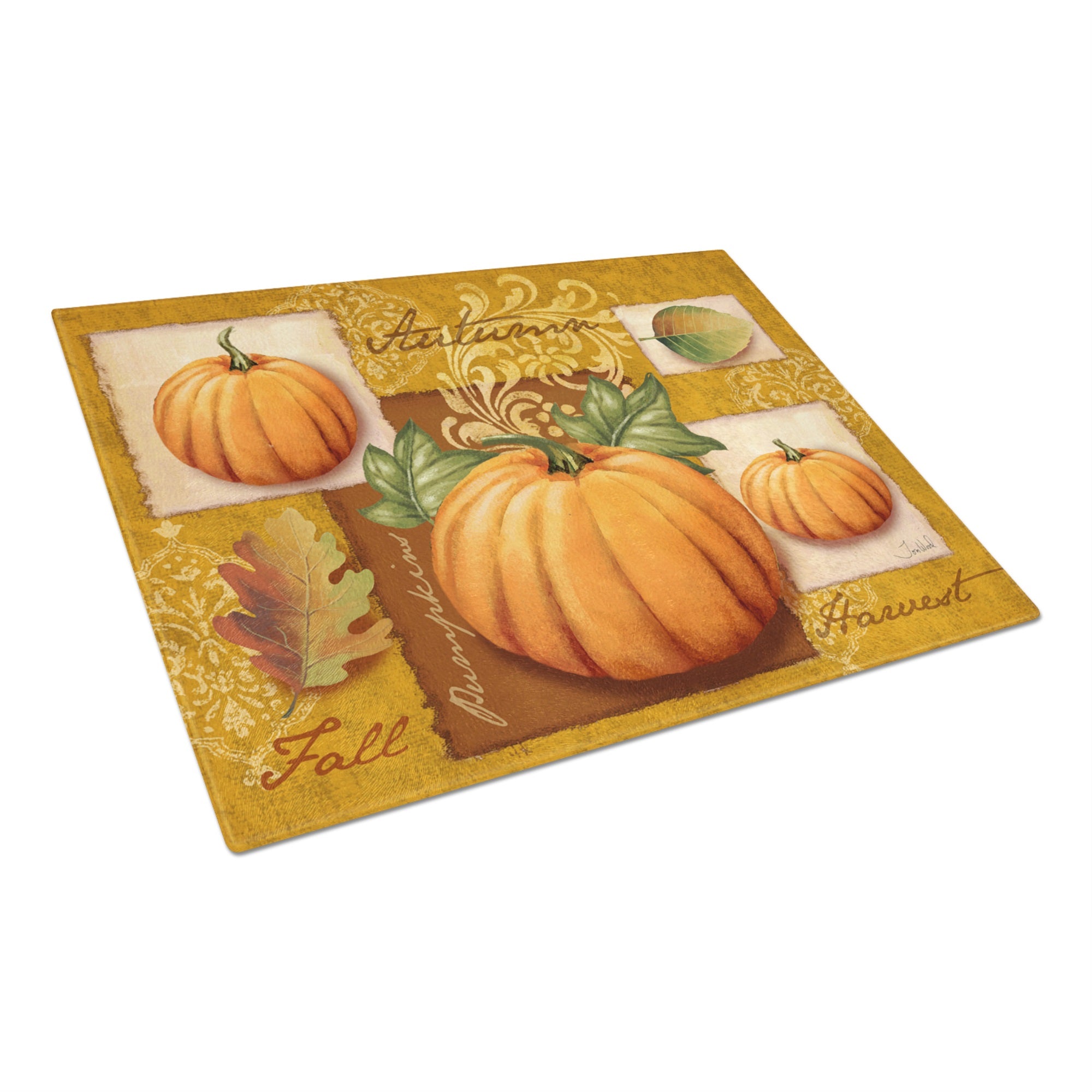 Fall Harvest Pumpkins Glass Cutting Board Large