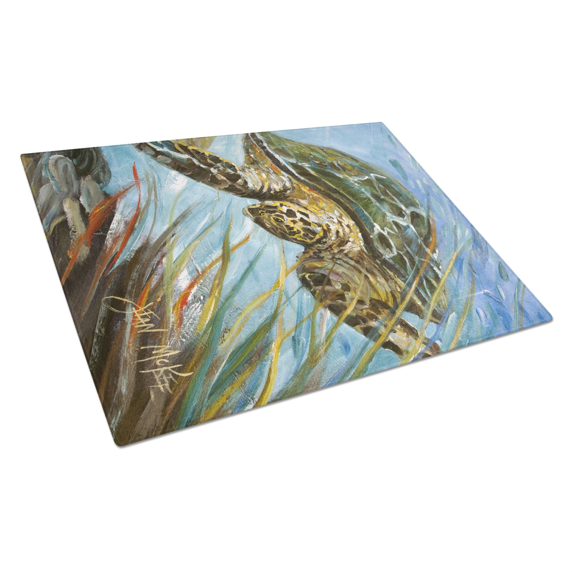 Loggerhead Sea Turtle Glass Cutting Board Large