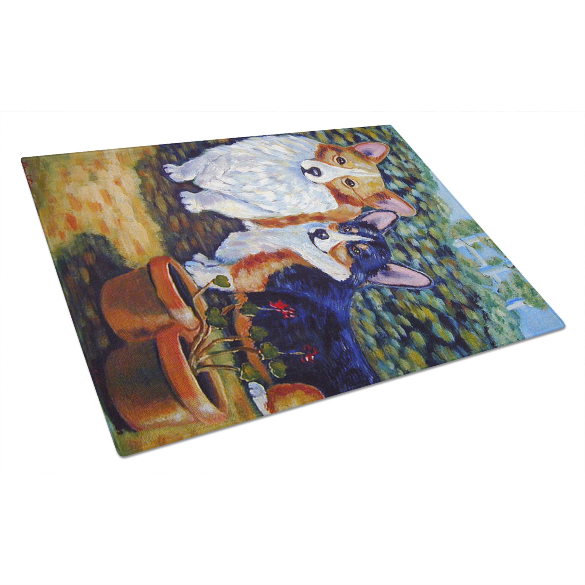 Cardigan And Pembroke Corgi Glass Cutting Board Large
