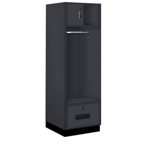 Salsbury 24 Wide Premier Wood Open Access Locker - 6 Feet High - 24 Inches Deep - Carbon Mesh - Black Resettable Locks