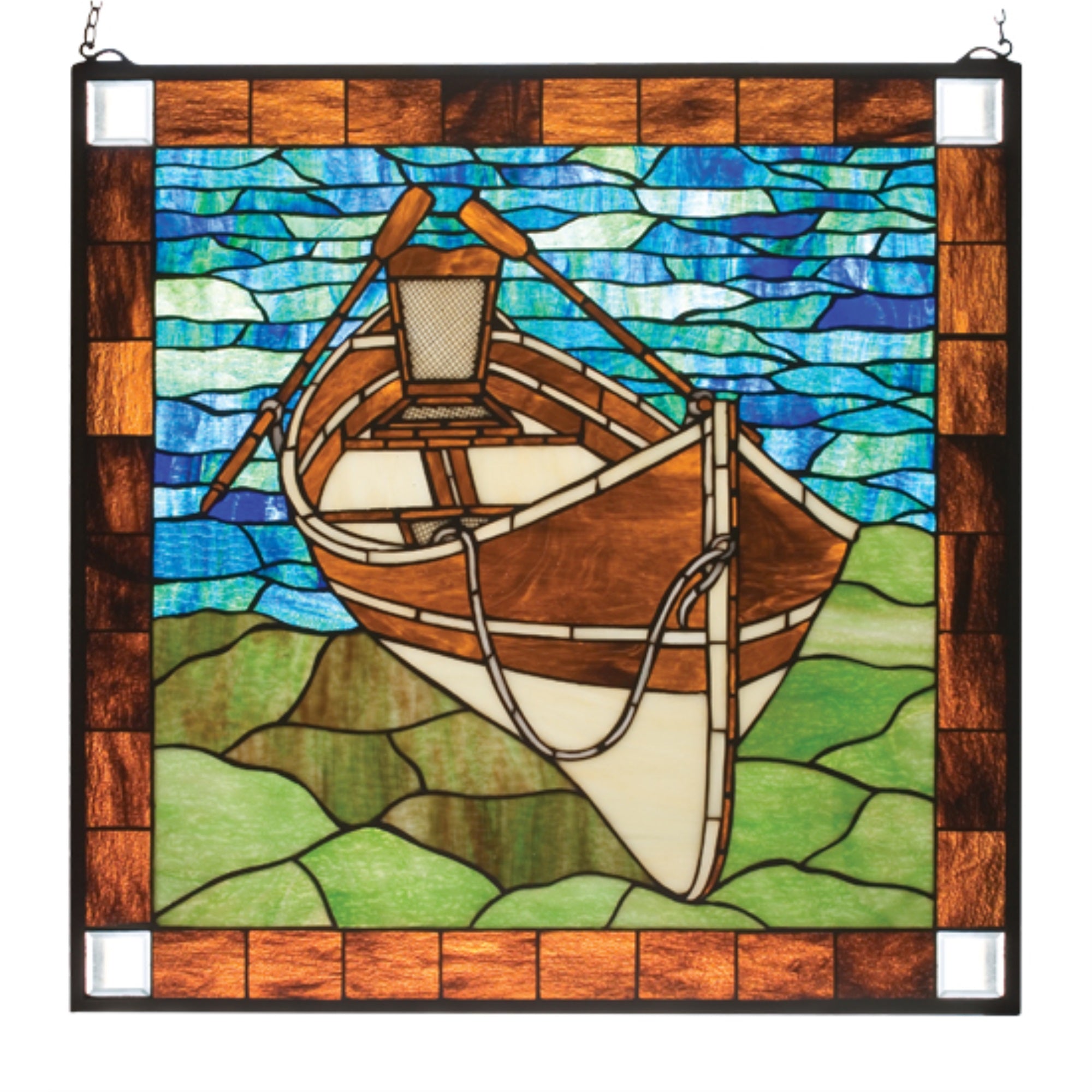 26'W X 26'H Beached Guideboat Stained Glass Window
