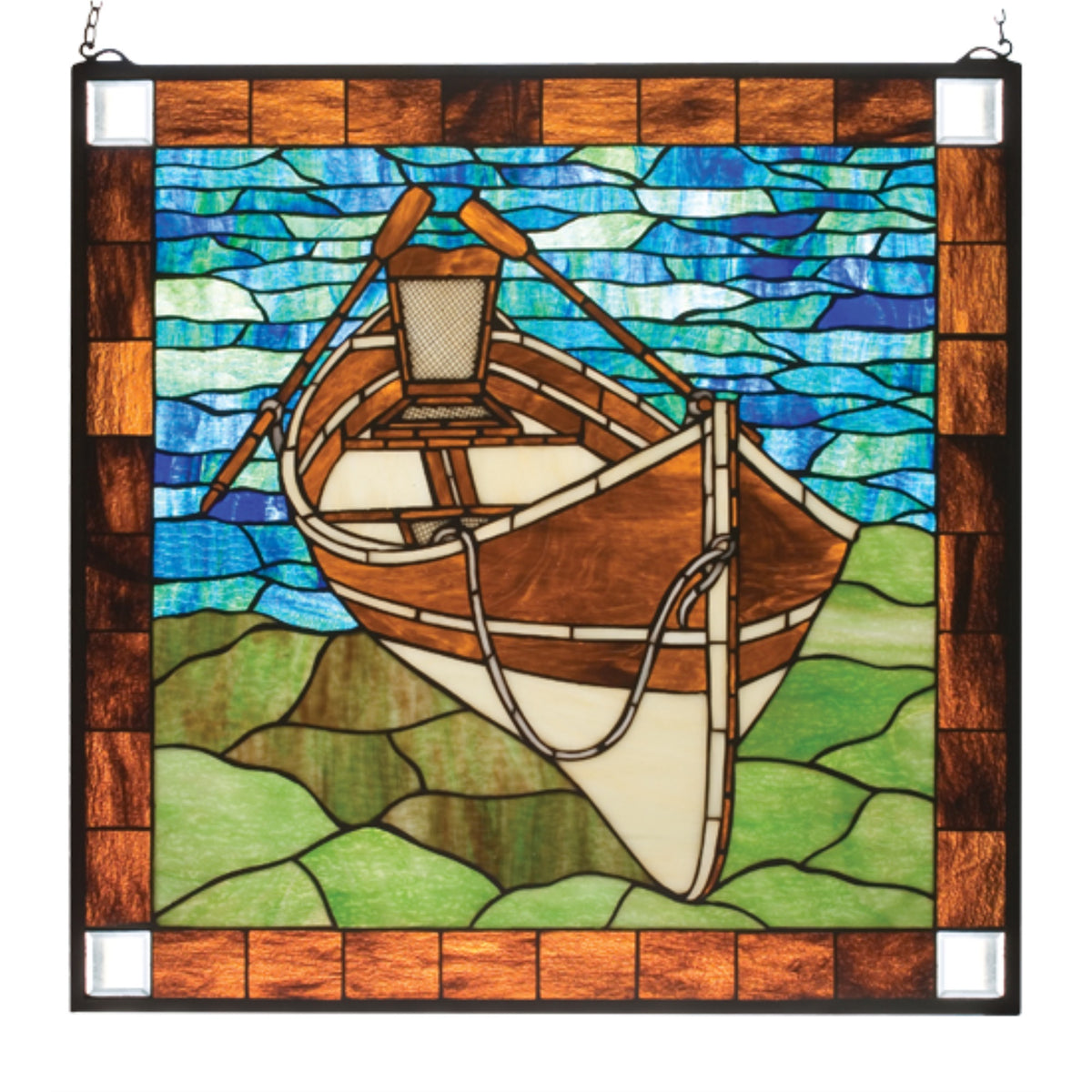 26'W X 26'H Beached Guideboat Stained Glass Window