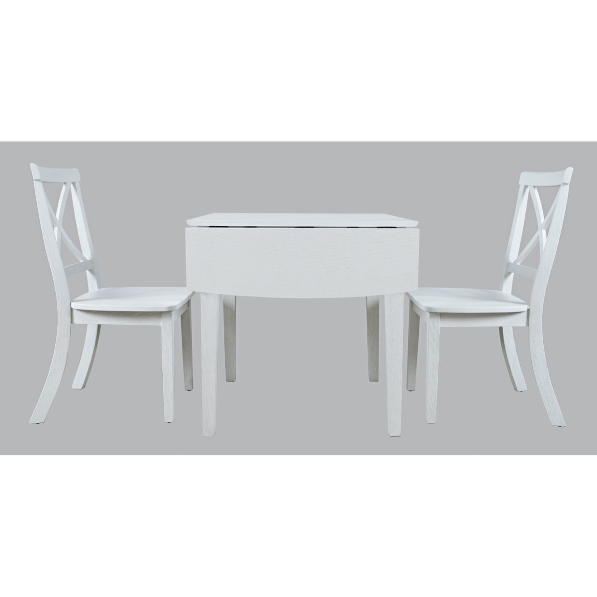 Eastern Tides Coastal Wire-Brushed Acacia Three Piece Cross-Back Dining Set