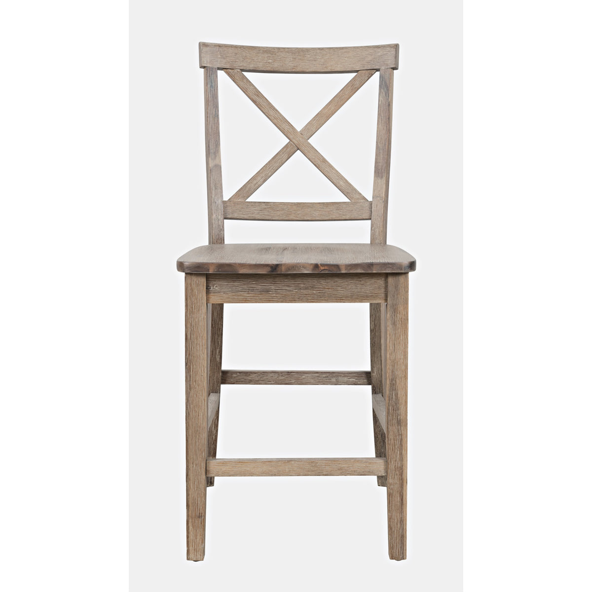 Eastern Tides Coastal Wire-Brushed Wood X-Back Counter Barstool (Set Of 2)