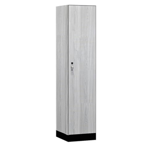 Salsbury 18 Wide Premier Wood Locker-Single Tier-1 Wide-6 Feet High-18” Deep-Silver Teak-Silver Hasps