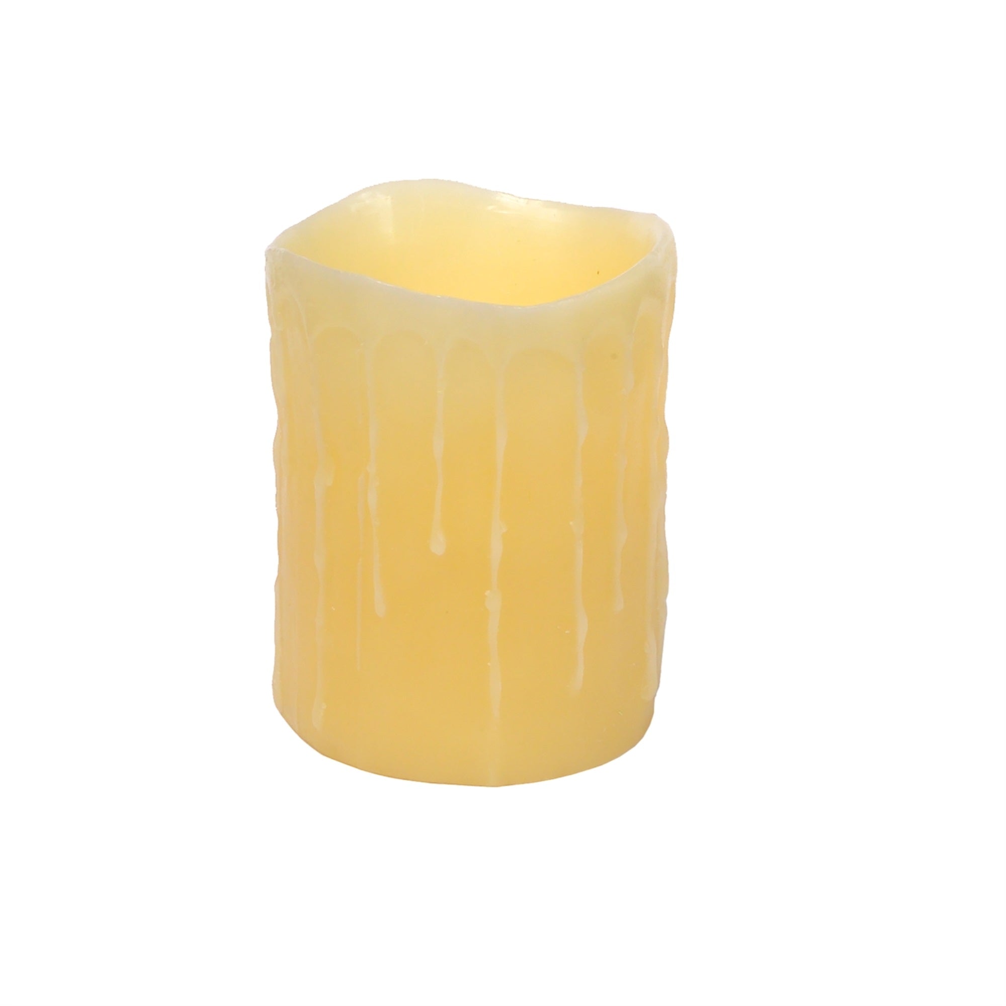 Led Wax Dripping Pillar Candle (Set Of 3) 4'Dx5'H Wax/Plastic - 2 D Batteries Not Included