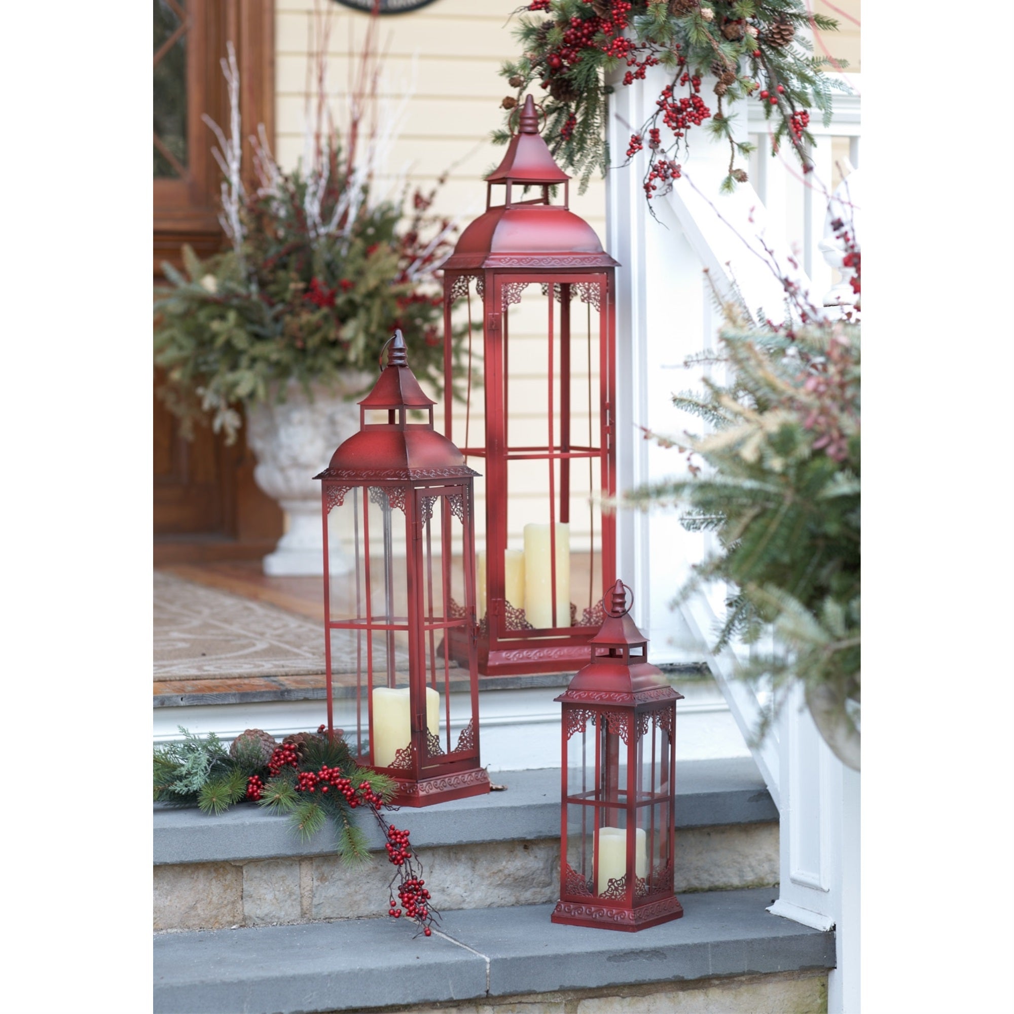 Lantern (Set Of 3) 19.75'H, 28'H, 37'H Metal/Glass