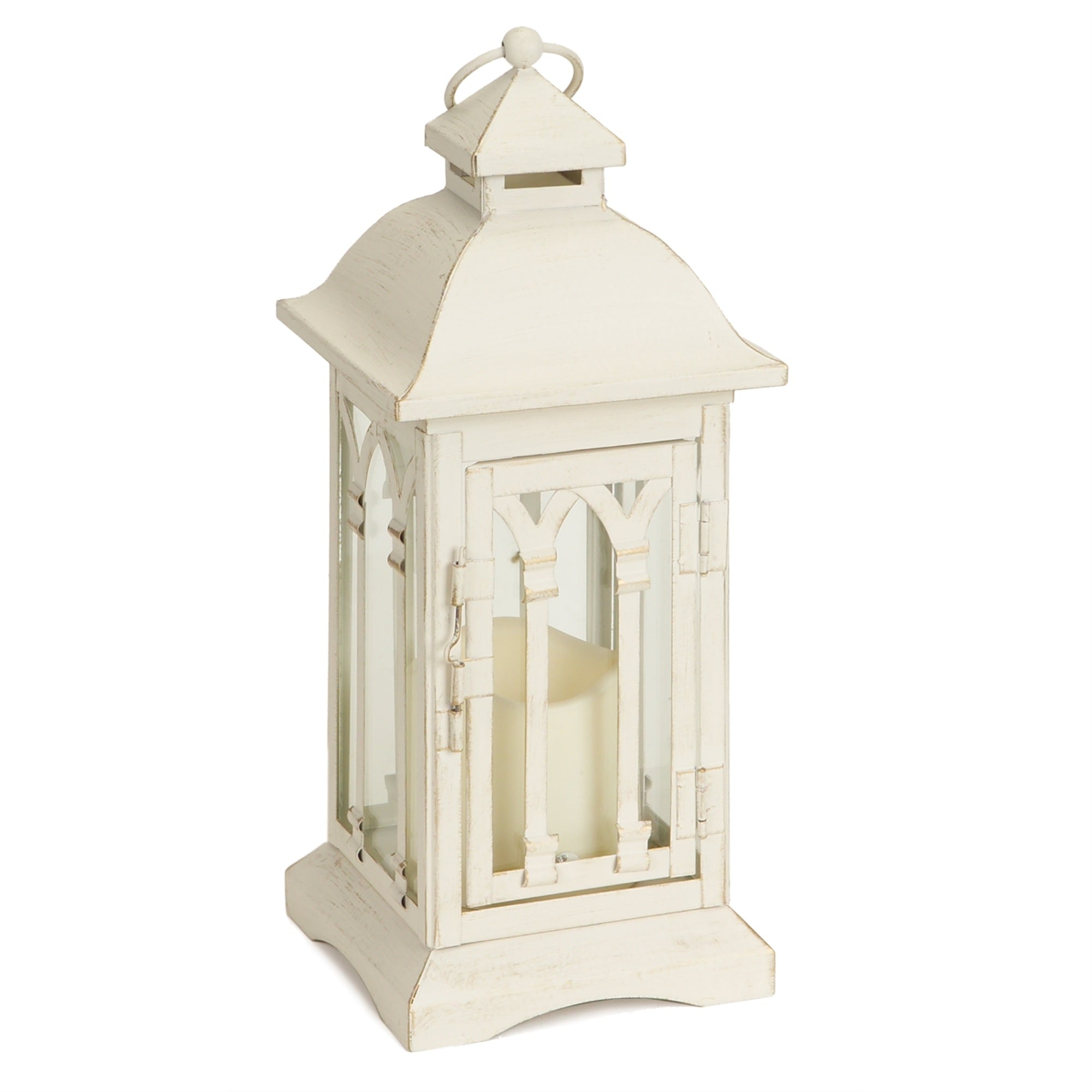 Lantern With 3'X3' Led Candle (Set Of 2) 12.25'H Iron/Glass/Plastic - 2 Aa Batteries Not Included