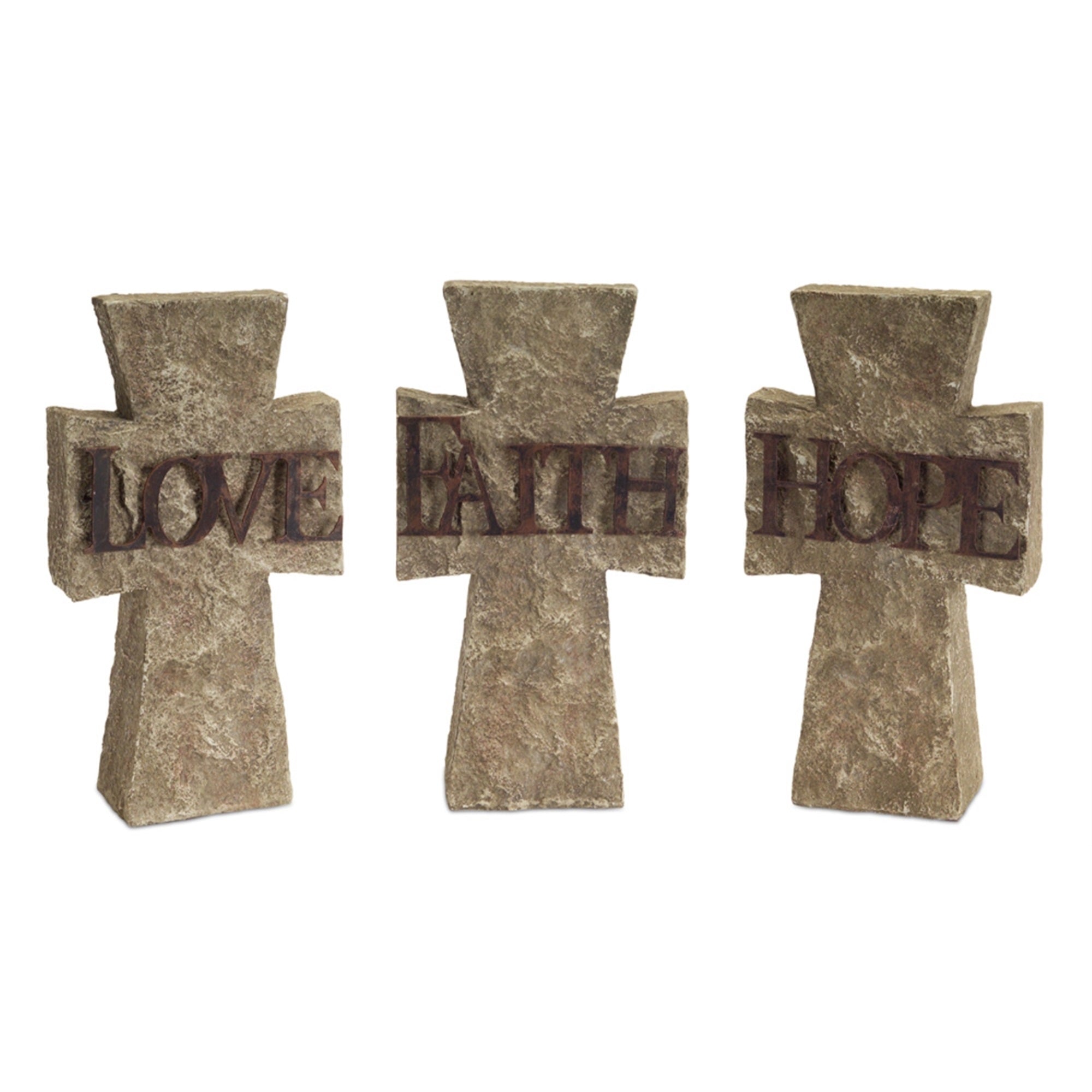 Hope, Faith, Love Cross (Set Of 3) 6'Lx10.75'H Polystone