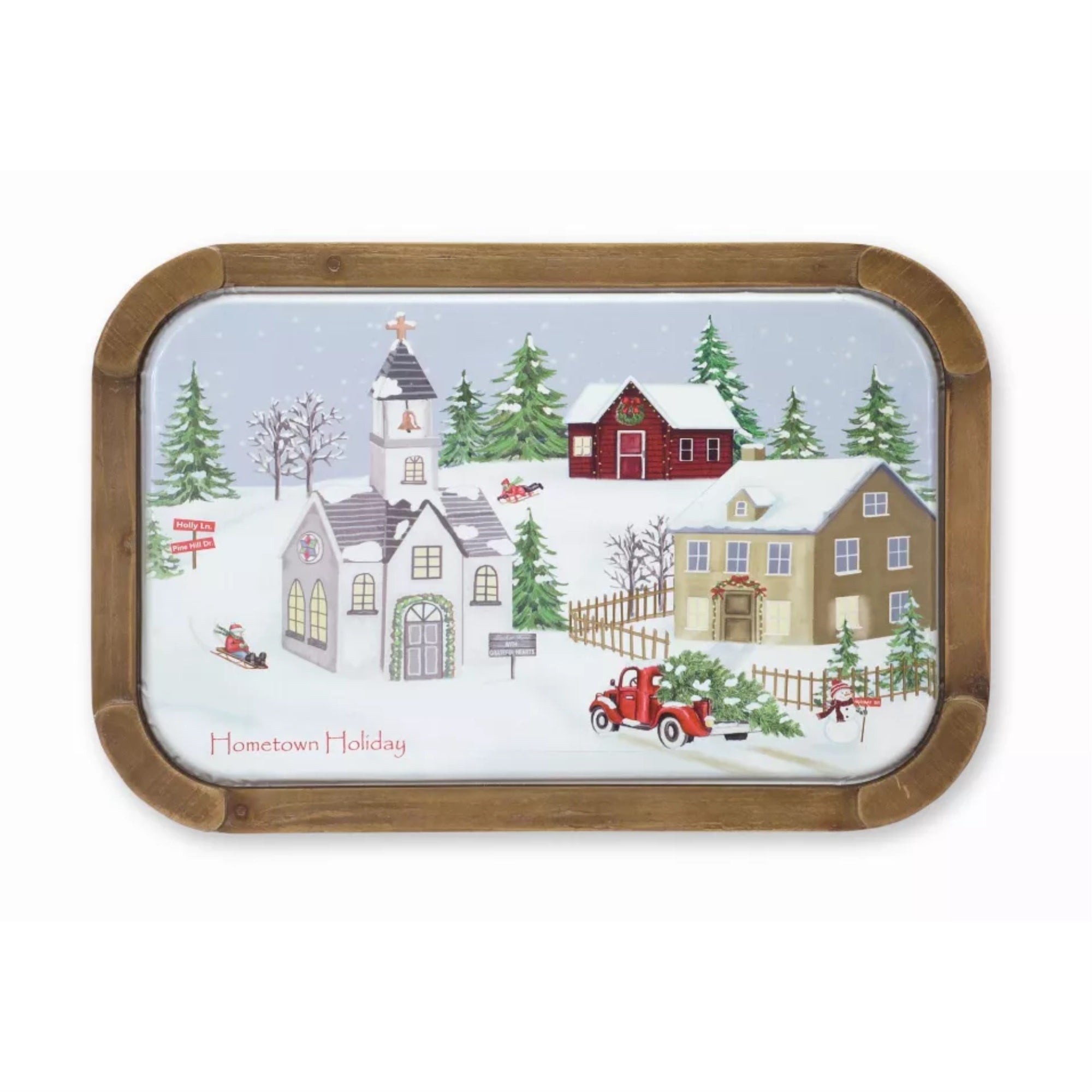 Church With House And Truck 23.75L X 15.75H Iron/Mdf