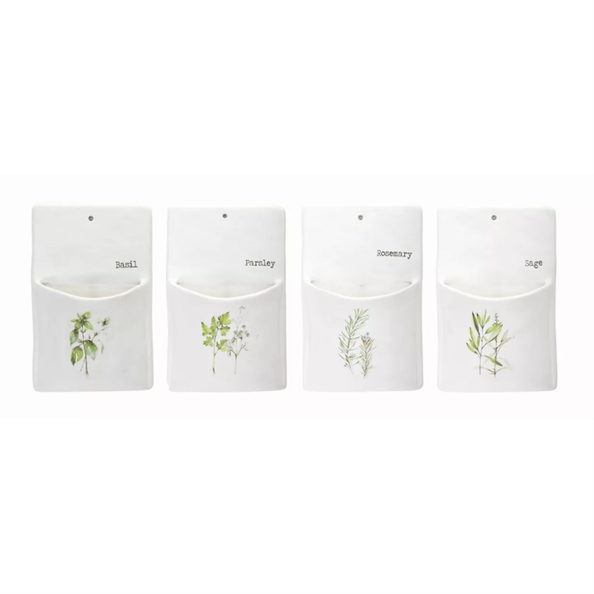 Herb Wall Pocket (Set Of 4) 5.25' X 8.5'H Ceramic