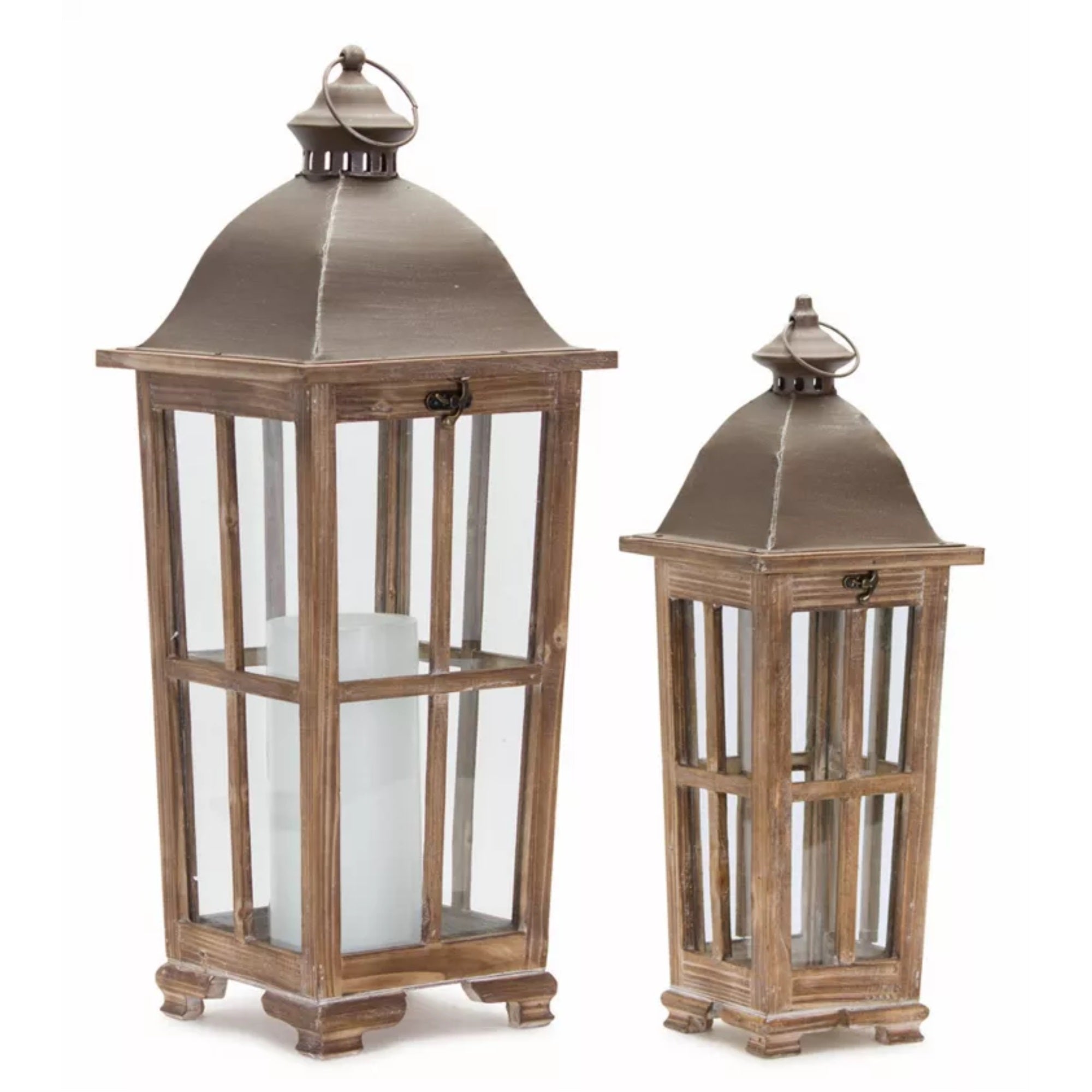 Lantern (Set Of 2) 19'H, 25.75'H Iron/Wood