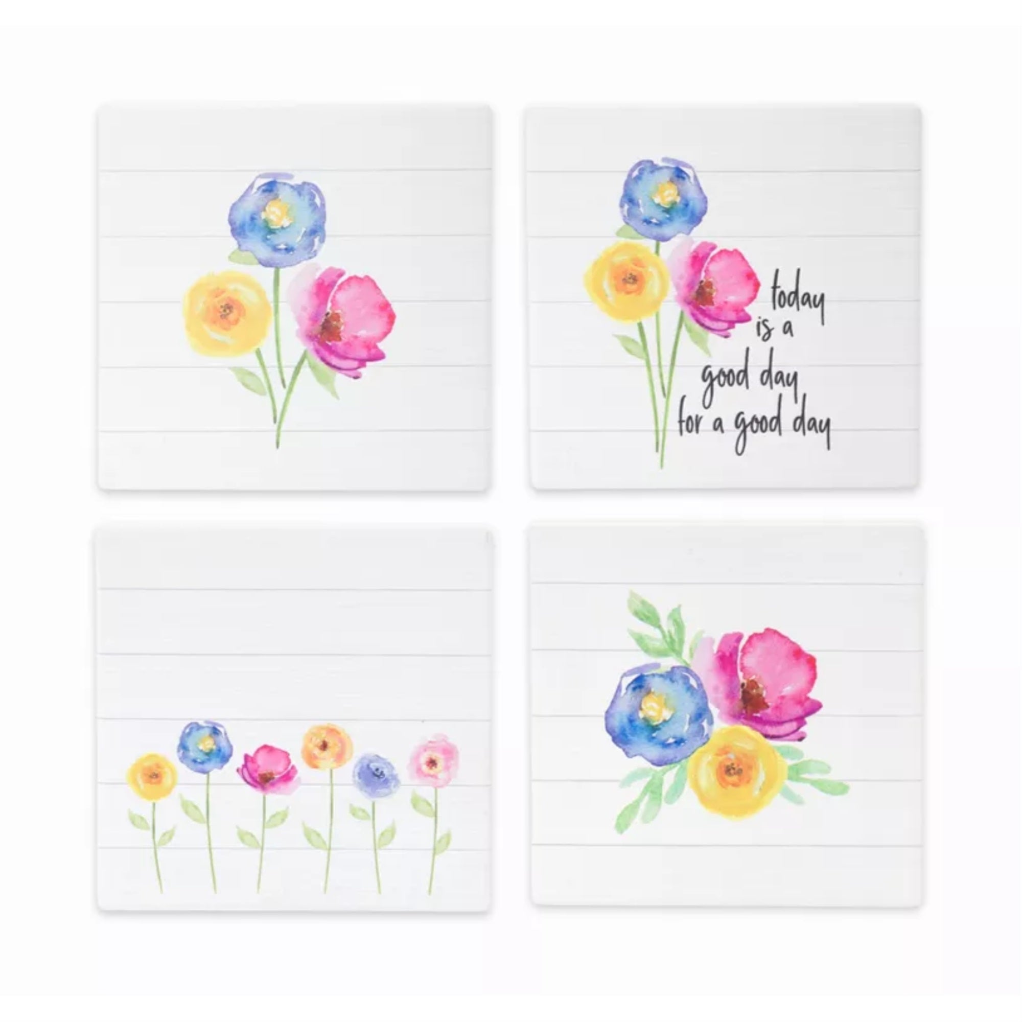 Floral Tiles (Set Of 12) 4' Stoneware