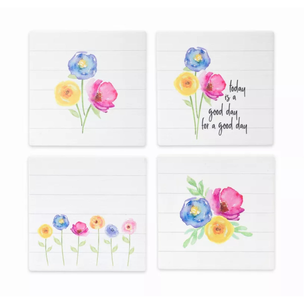 Floral Tiles (Set Of 12) 4' Stoneware