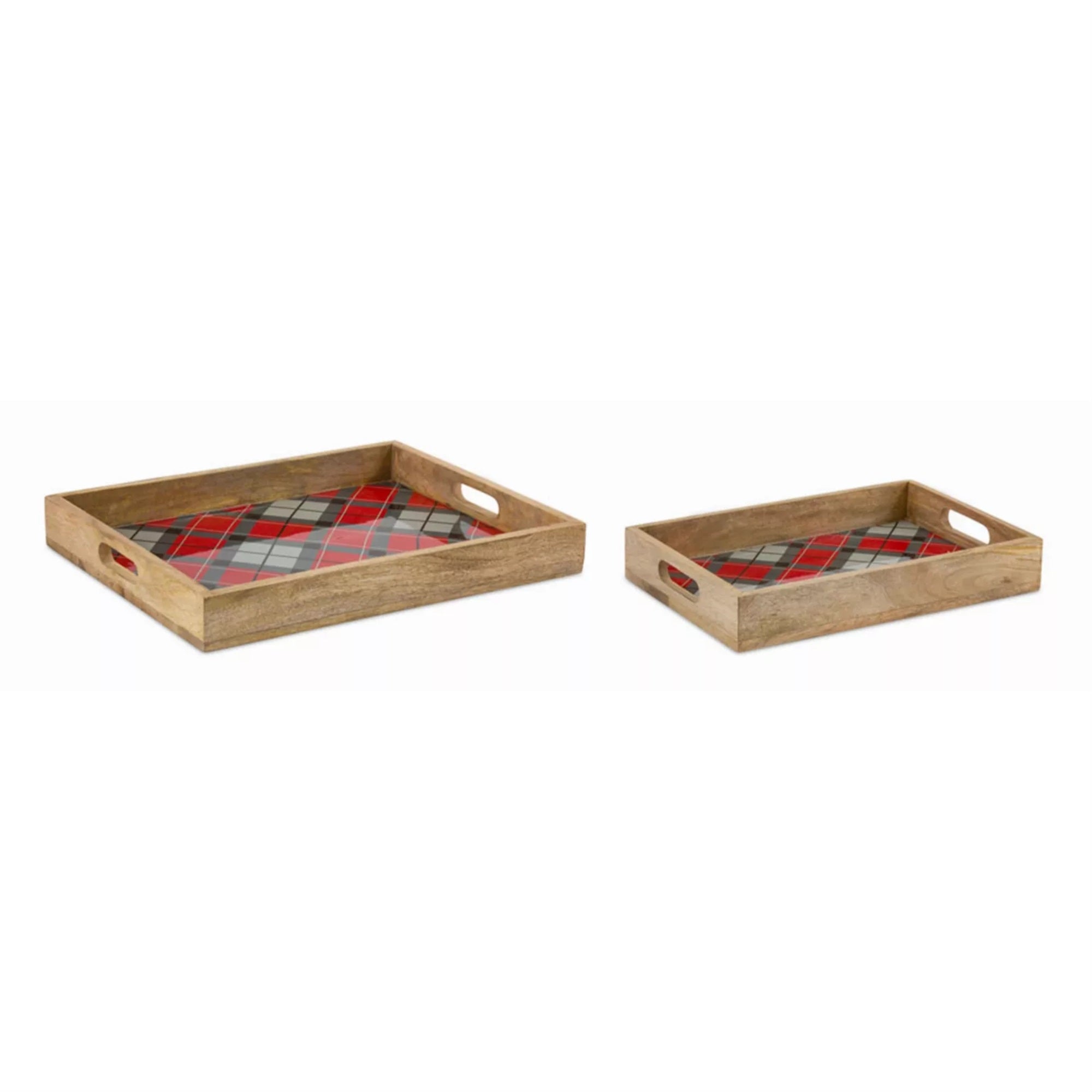 Plaid Tray (Set Of 2) 16'L X 10.75'W, 20'L X 16'W Wood