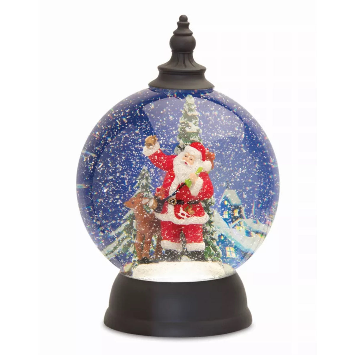 Santa In Sleigh Snow Globe 9.25'H Acrylic 6 Hr Timer 3 Aa Batteries, Not Included