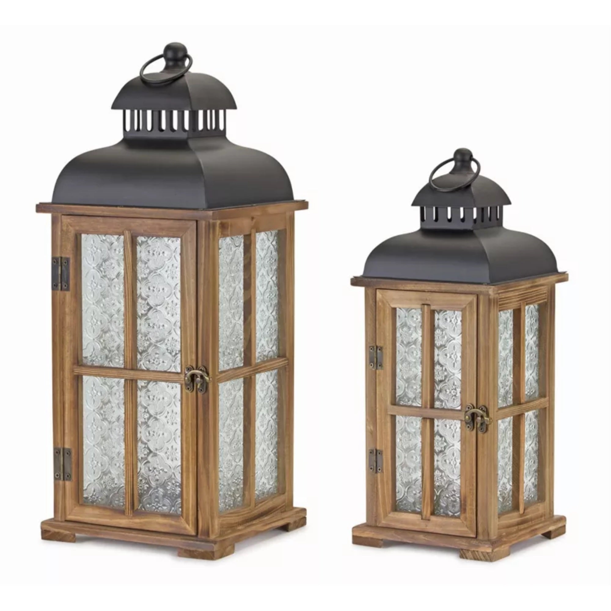 Lantern (Set Of 2) 15.5'H, 19.25'H Wood/Metal