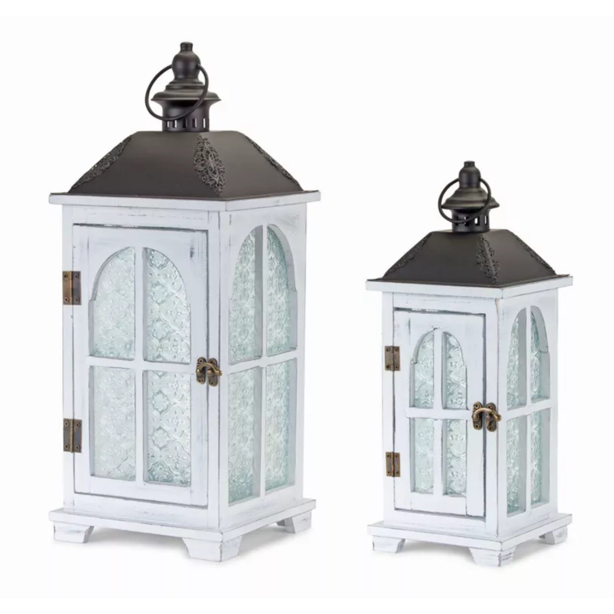Lantern (Set Of 2) 14.5'H, 19.25'H Wood/Metal