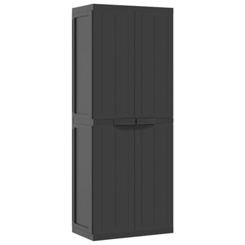 vidaXL Outdoor Storage Cabinet Black 25.6x14.6"x65" PP"