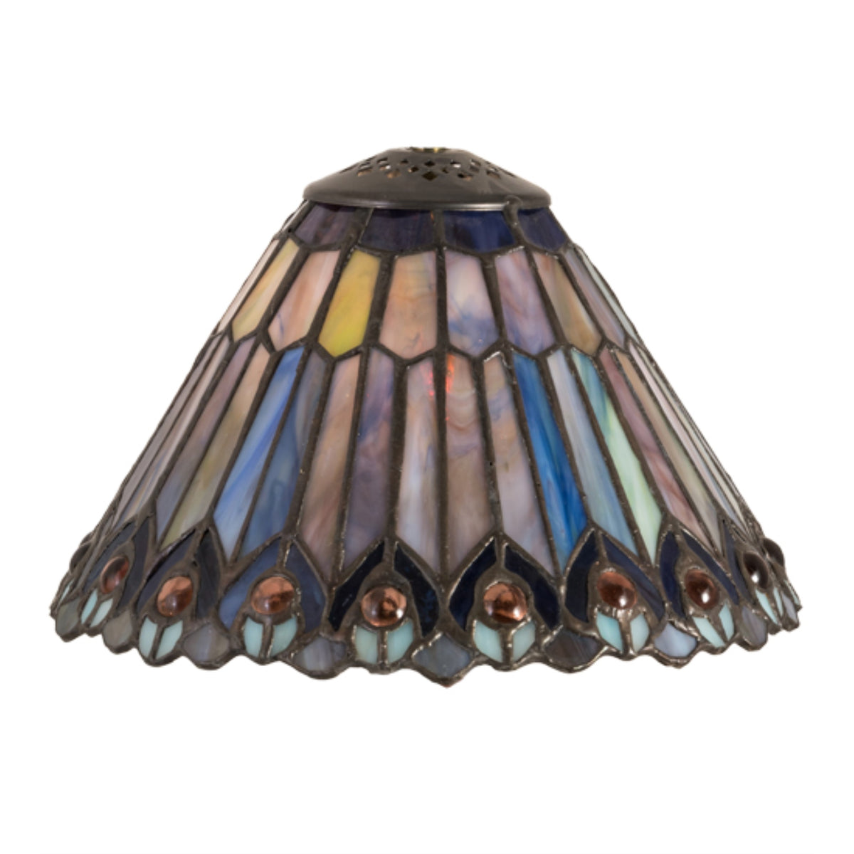 8 Wide Tiffany Jeweled Peacock Cone Shade