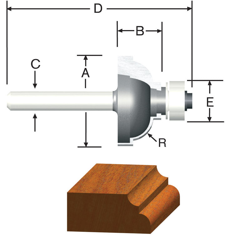 Router Bit 3/16R Cove (Pack Of 1)