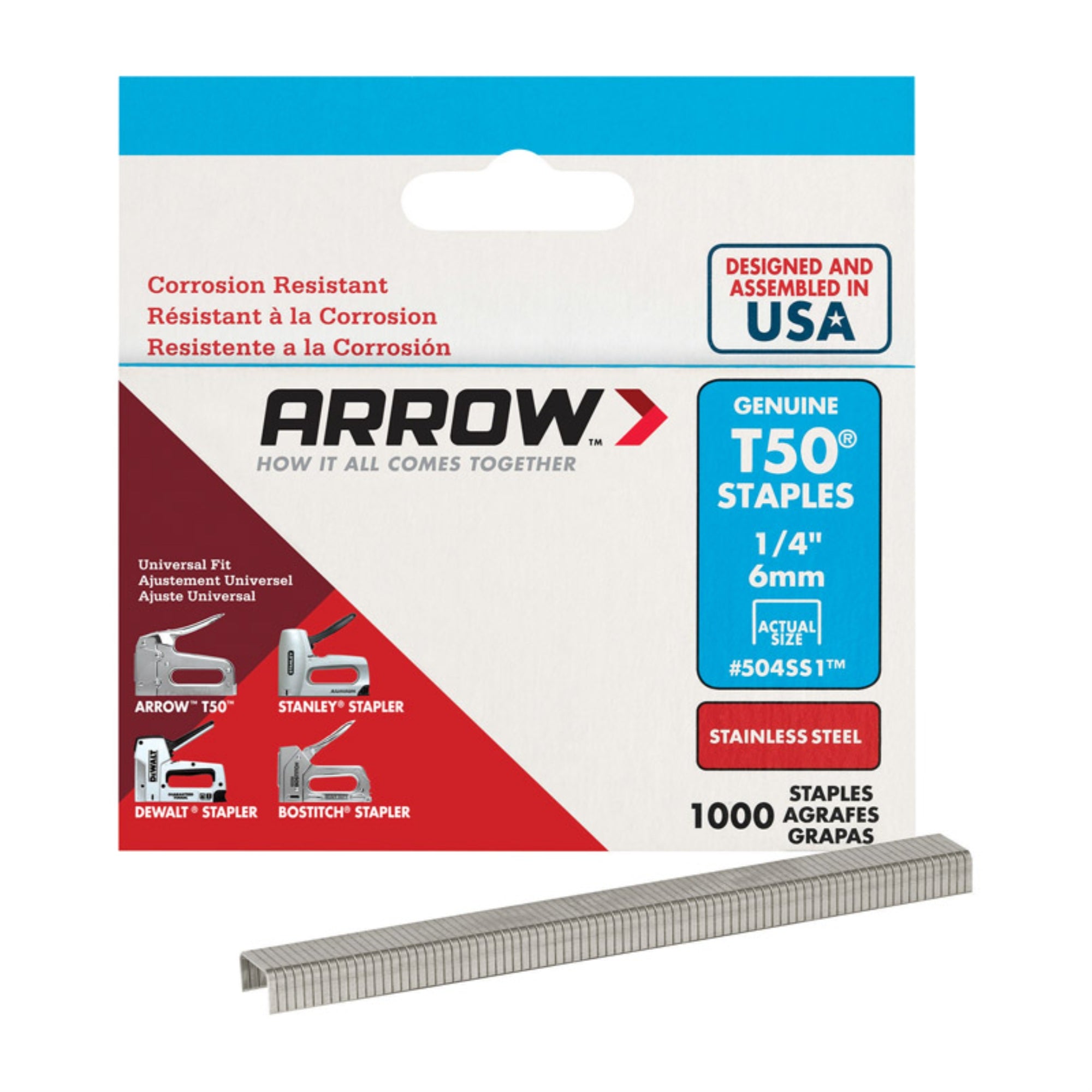 Staple 1/4 T50 Stnls (Pack Of 5)
