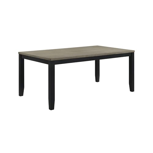 Emoi Dining Table, 71 Inch Rectangular Gray Oak Wood Top, Black Legs