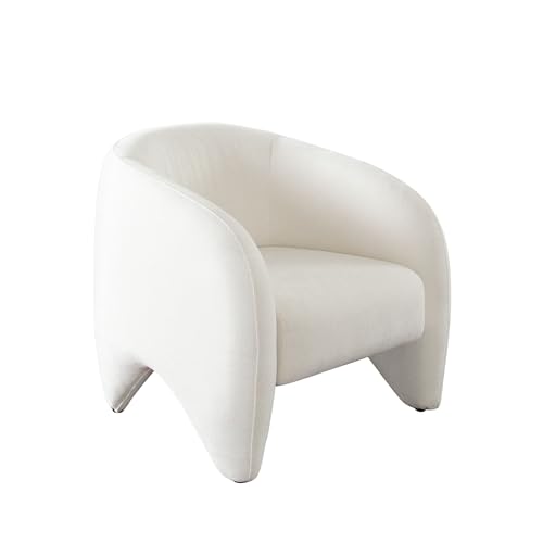 Kiol Accent Chair, 33 Inch, White Padded Polyester Curved Design