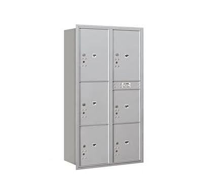 Maximum Height Recessed Mounted 4C Horizontal Parcel Locker with 6 Parcel Lockers in Aluminum with Private Access - Rear Loading