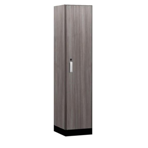 Salsbury 18 Wide Premier Wood Locker-Single Tier-1 Wide-6 Feet High-18” Deep-Skyline Walnut-Silver Electronic Locks