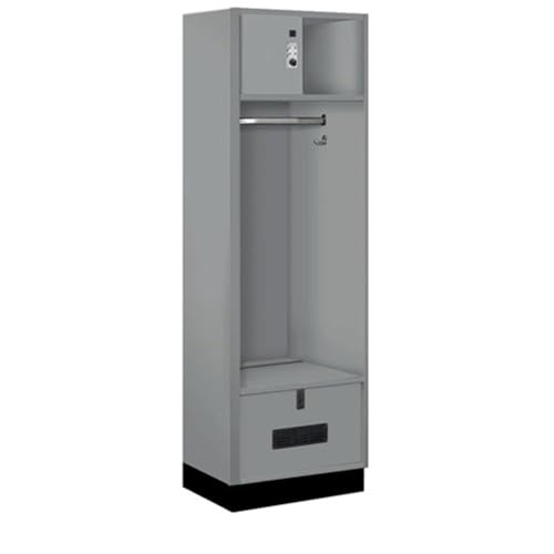 Salsbury 24 Wide Premier Wood Open Access Locker - 6 Feet High - 18 Inches Deep - Winter Fog - Silver Resettable Locks
