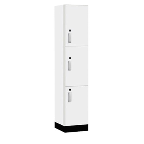 Salsbury 15 Wide Premier Wood Locker-Triple Tier-1 Wide-6 Feet High-18” Deep-Arctic White-Silver Electronic Locks