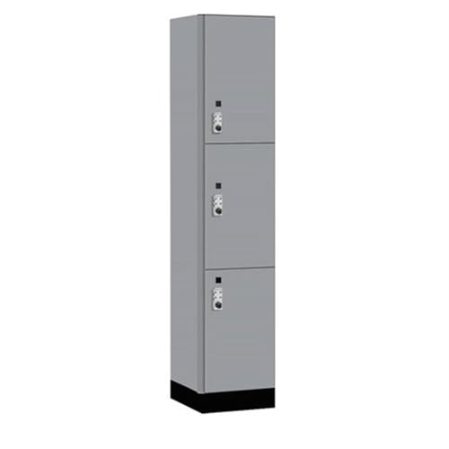 Salsbury 15 Wide Premier Wood Locker-Triple Tier-1 Wide-6 Feet High-18” Deep-Winter Fog-Silver Resettable Combination Locks