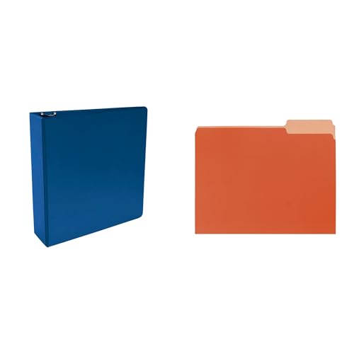 Casafoyer Polypropylene D-Ring Binder and Mediumweight Stock File Folder Combo Kit for Organized Office and School Use